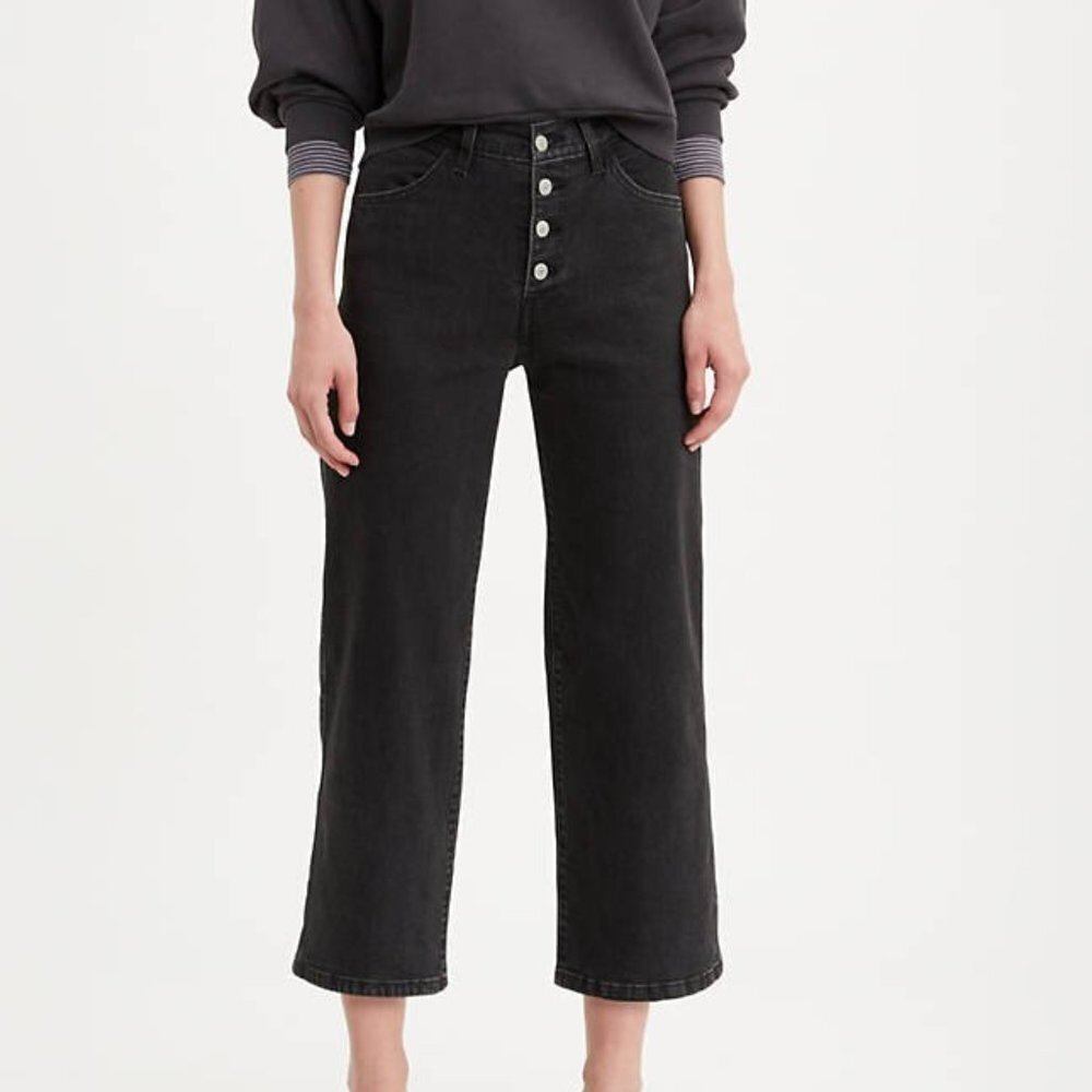 NWT Levi's Black Mile High Wide Leg Jeans Sz 26